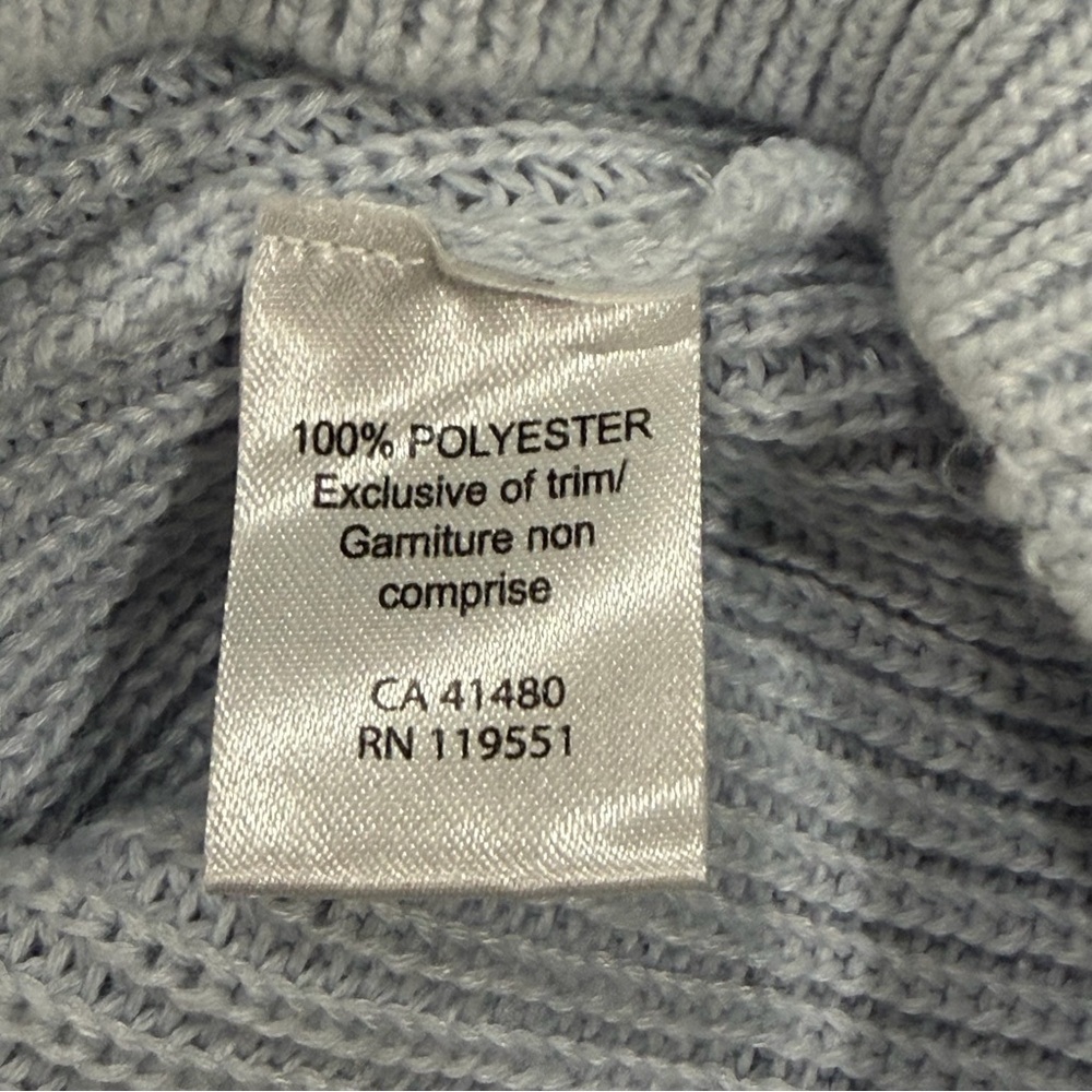 Gentle Fawn Light Blue Knit Sweater XL V Neck Balloon Sleeve Soft Cozy Pullover - Picture 5 of 7